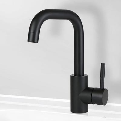 Bathroom Faucet - NETTLIFE - Sink Faucet - Matte Black - 360° Swivel - Brushed Stainless Steel