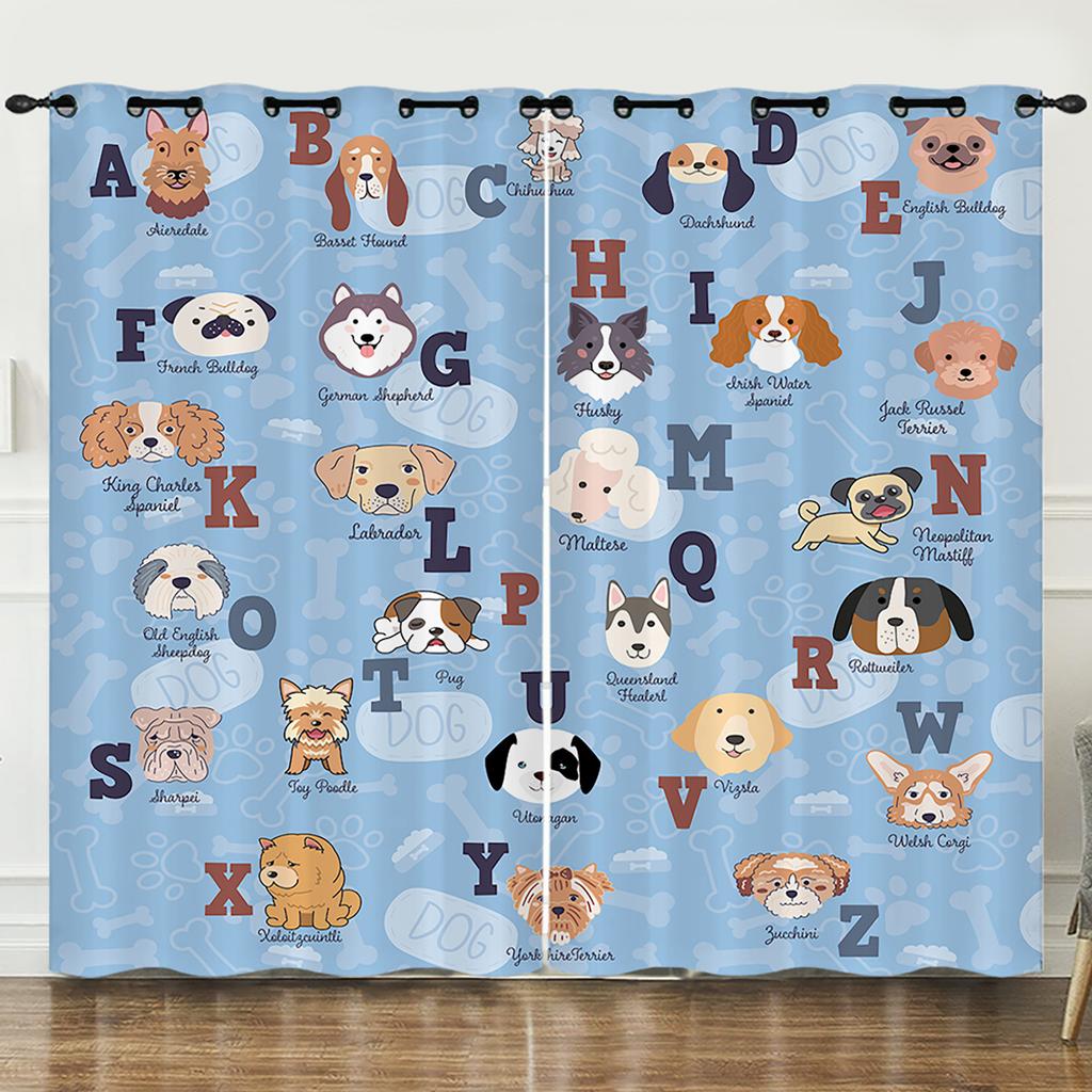 Curtain Flower Fresh Illustration Animal 3D Digital Printing Blackout Curtain Punching