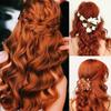 EASIHAIR Long Wavy Black To Orange Ombre Synthetic Wigs Amber Natural Wigs with Bangs Wedding Princess Hairstyles Heat Resistant
