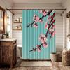 Pink Cherry Blossom Branch Print Waterproof Shower Curtain 180x200cm - Japanese Style Art Print Bath Curtain for Home Decor