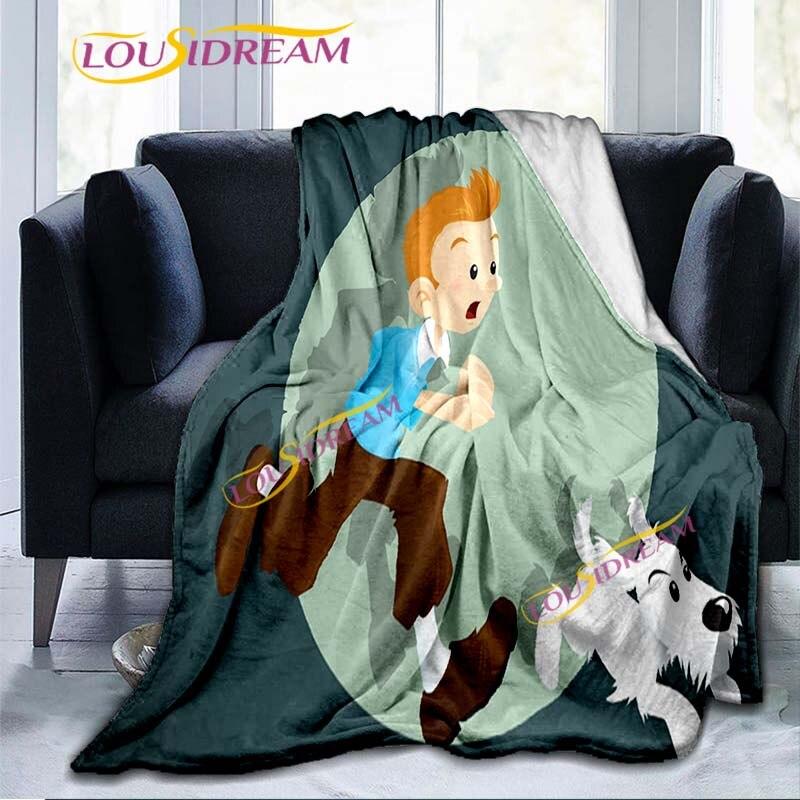 

The Adventures of Tintin Blanket Flannel Blankets 3D Cartoon Print Blankets Adults Children Bedspread Throw Blankets Sofa Decor 130x150cm