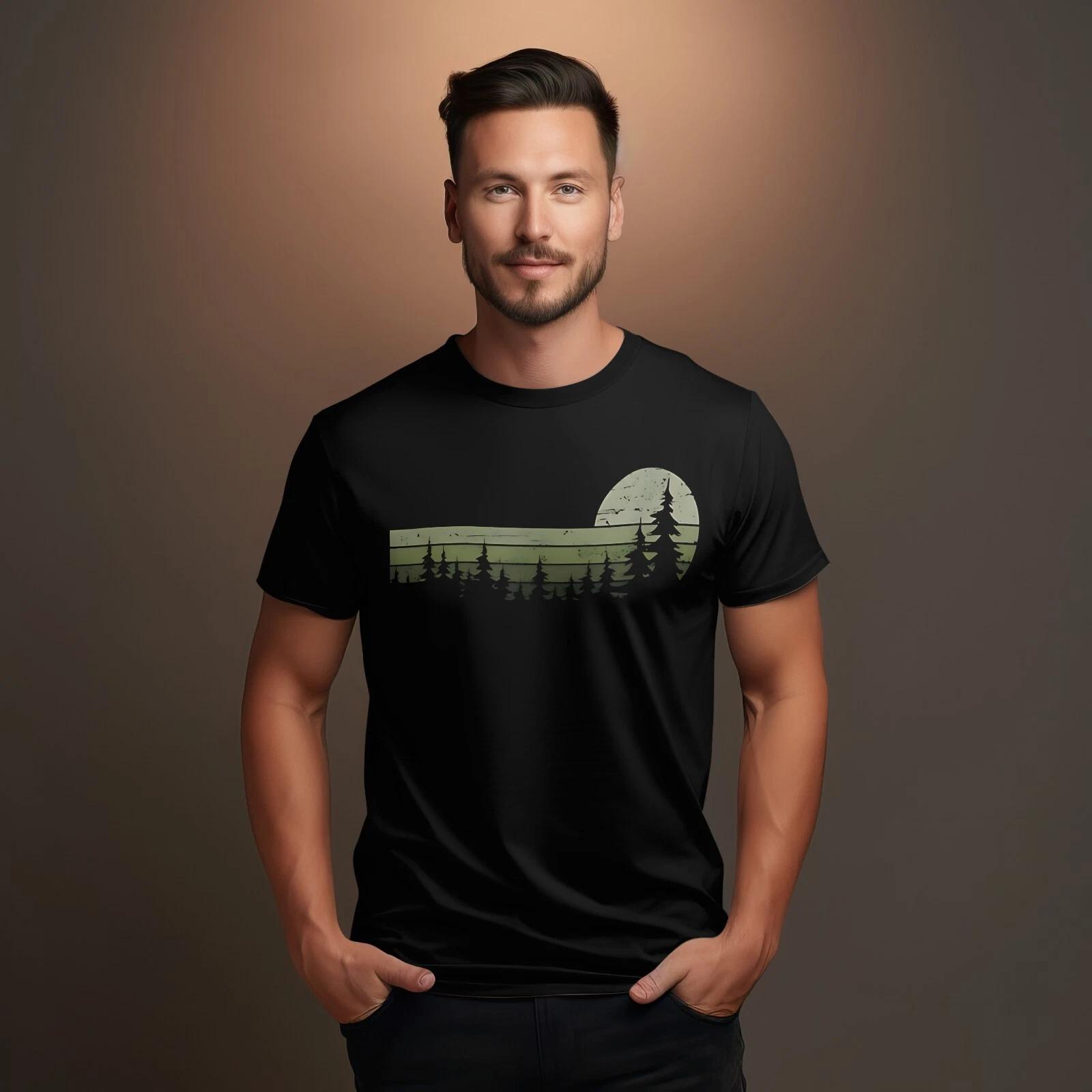 Black Pine Tree Forest T Shirt XL