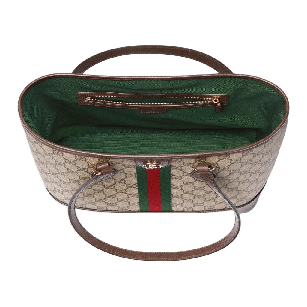 Gucci Ophidia Double G Classic Monogram Design Coated Fabric Tote Bag Women Tote Bags Beige Brown 836849-FAE0J-9867