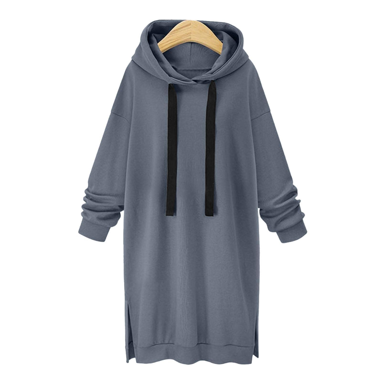 Женское модное однотонное длинное платье с капюшоном и длинными рукавами M