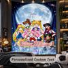 Personalized Wall Tapestry,Sailor Moon Custom Printed Name, Fabric Wall Art For Indoor Room Backdrop