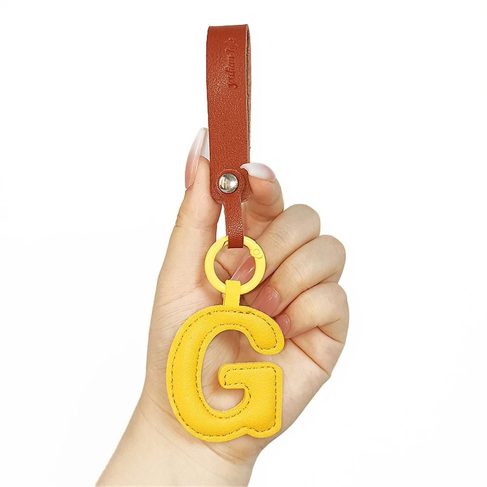 Creative PU Leather 26 Letter Keychains Fashion Alphabet Keyrings Handbag Ornaments Pendant Car Key Holder Accessories Gifts
