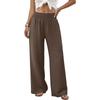 Damen High Waist Geraffter Elastischer Bund Weiter Bein Lockerer Schnitt Freizeithose