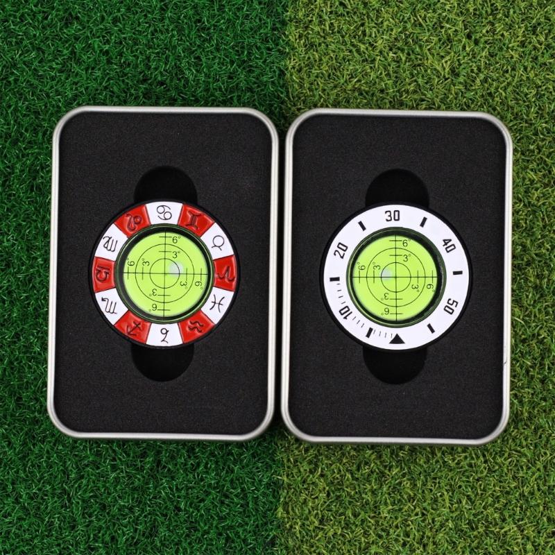 Golf Putt Green Reader with Iron Box Green Reading Tool Detachable Level Reading Golf Hat Clip Marker Golfer Gift