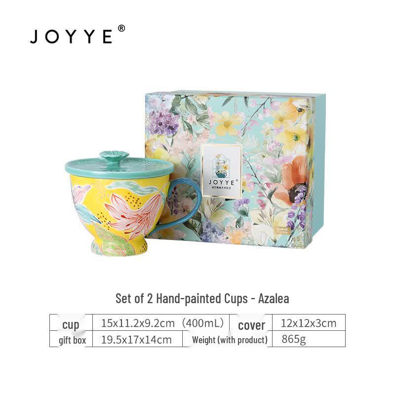 JOYYE Hand-Painted Ceramic Mug with Lid