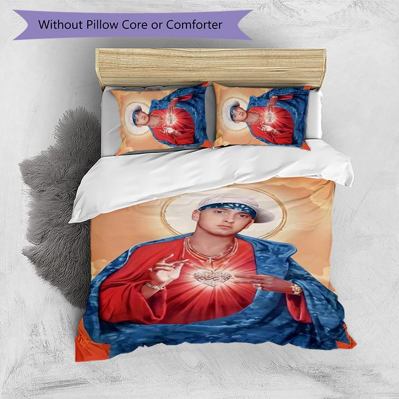 Eminem 3pcs Bedding Set Duvet Cover Closure Includes 1 Duvet Cover & 2 Pillowcases for All Seasons Bedroom Home Dorm Decor