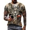 Summer Round Neck 3D Funny Animal Pattern Print Top Fashionable Casual Short Sleeved Men's T-shirts
