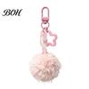 Bag Decorative Accessories Plush Ball Keychain, Fluffy Pompom Pendant with Hollow Star, Backpack Star Chain Purse Accessories, Gift for Women