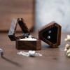 Jewelry Storage Box Finish Velvet Foam Triangle Shape Rustic Storage Single Slot Wooden Ring Box Engagement Accessory