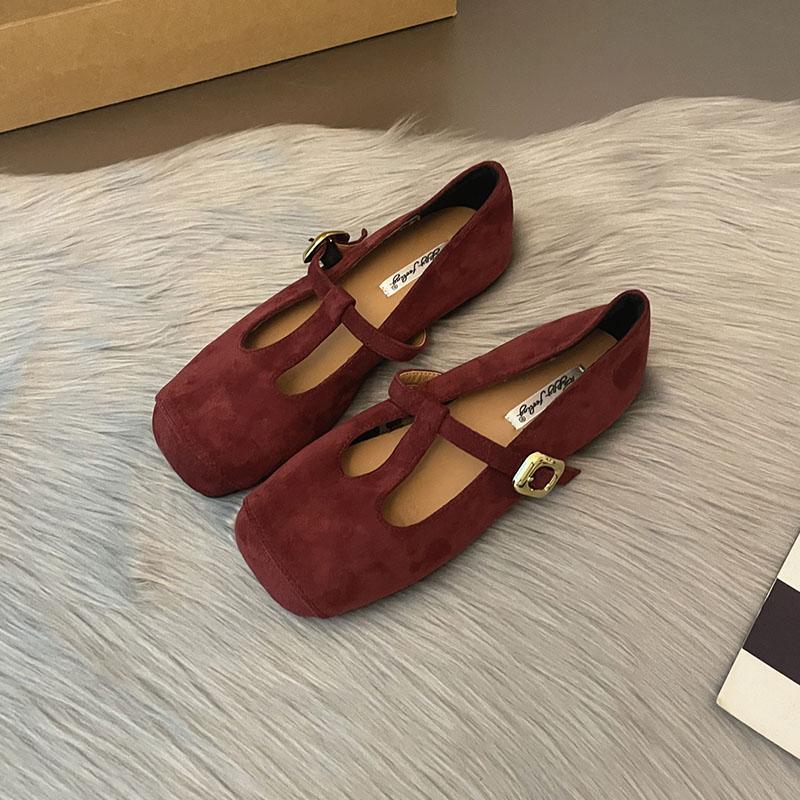 Fashion Fashion Buckle T-Strap Ladies Flats With Shoes Spring Summer Female Shallow Footwear Square Toe Women Mary Janes Flats Shoes