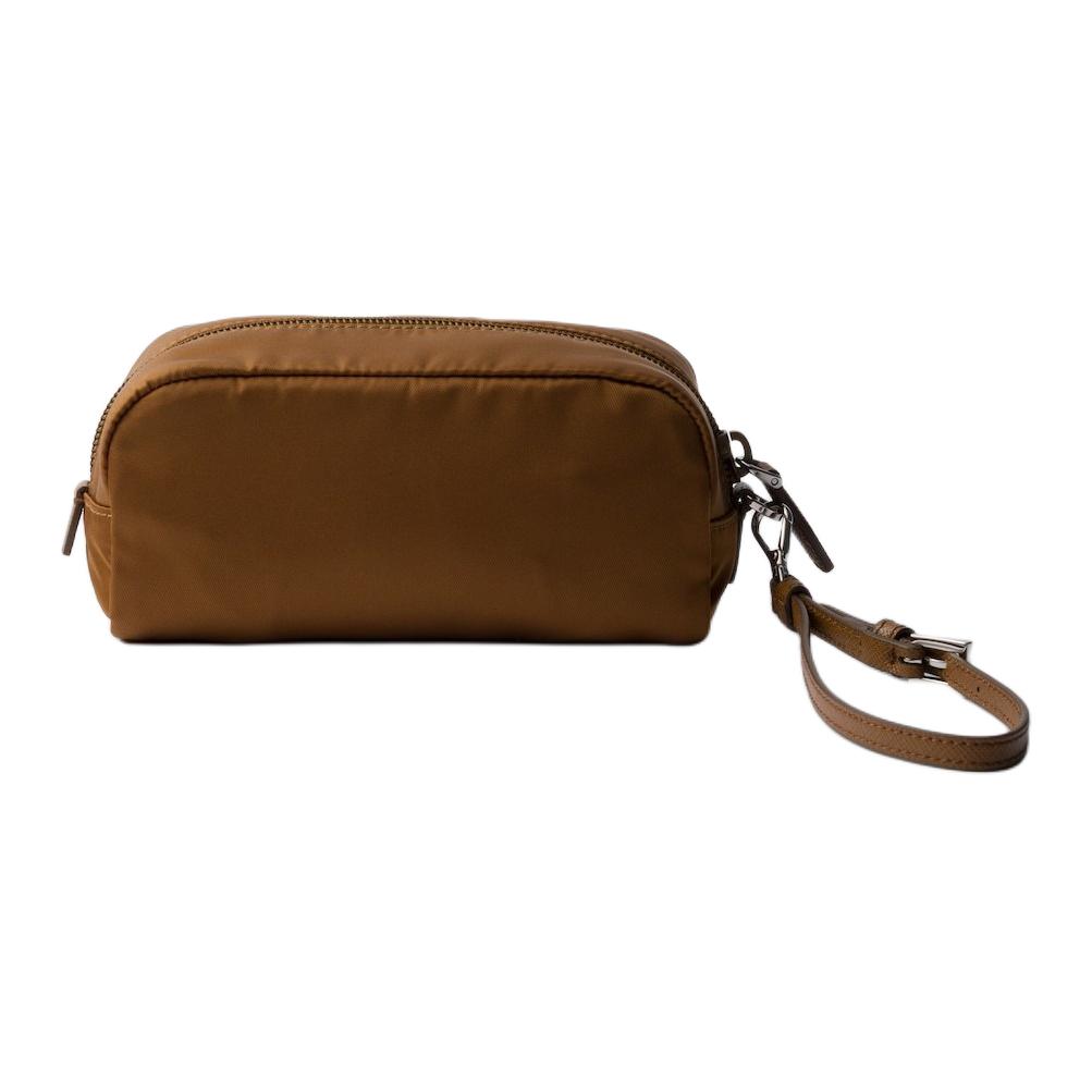 Prada Re-Nylon Enamel Triangle Logo Recycled Polyamide Clutch Women clutch Brown 1NS175_R067_F0134