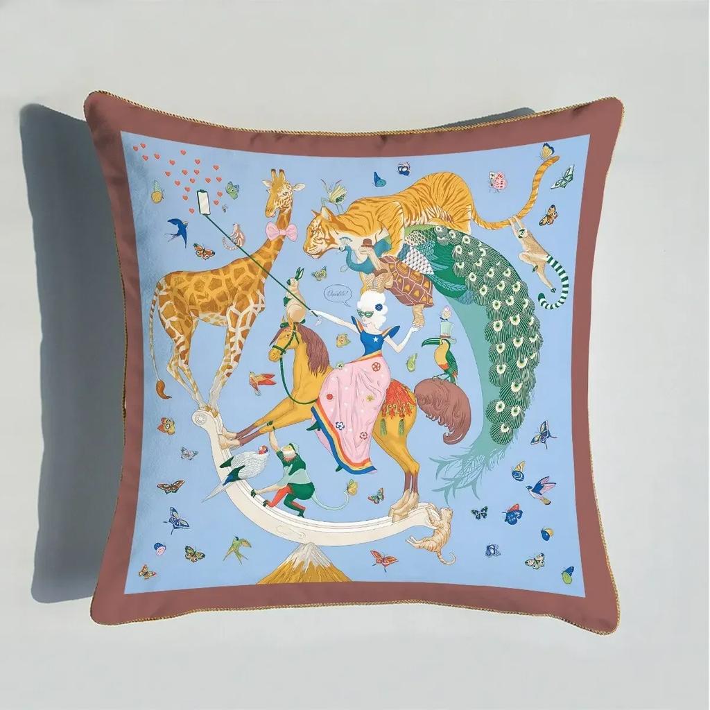 40/45/50/60cm Throw Pillow Polyester Cushion Cover Print Palace Rose Horse Pattern Sofa Couch Pillows for Home Decor Pillowcase