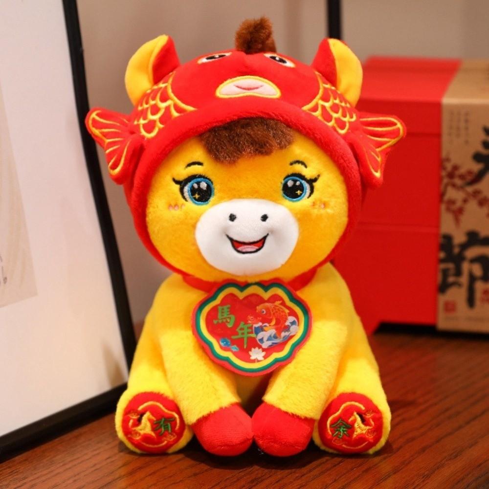 Cartoon Pony Stuffed Toys Soft Zodiac Pony Doll Cute Horse Mascot Spring Festival Gifts