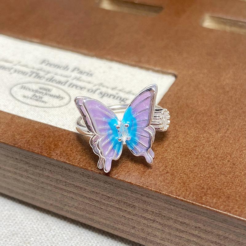 [Qixi Festival Romance] Purple Enamel Dripping Oil Zir*****Pening Ring Butterfly Personality Sweet Dream Niche Ring