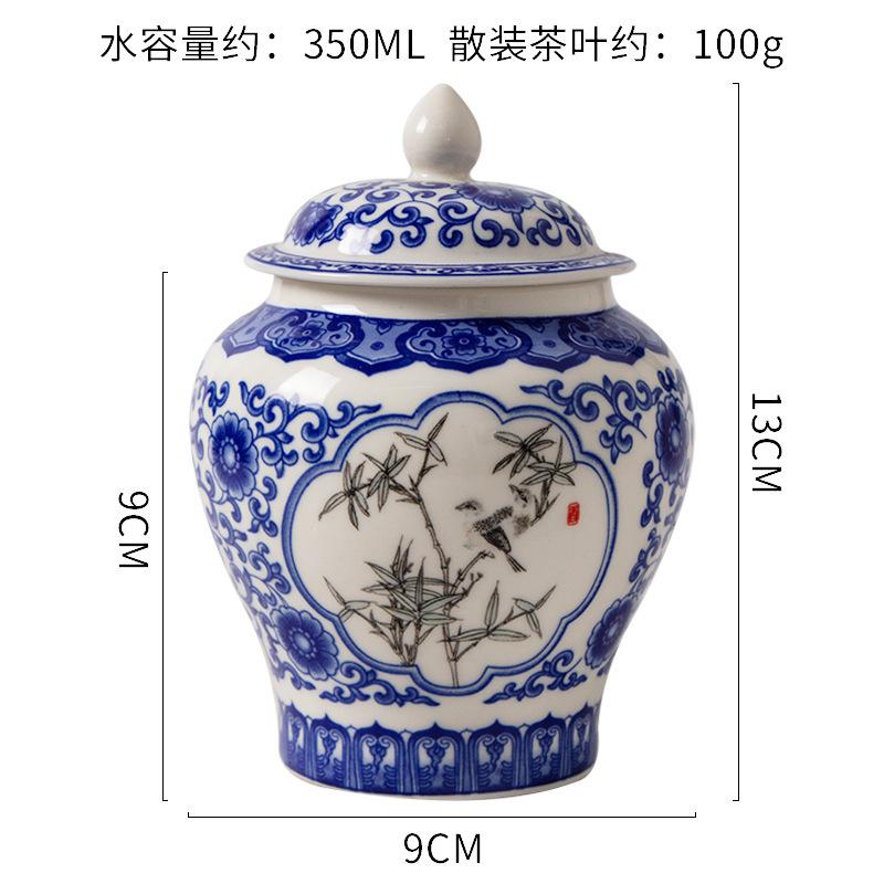 Синяя и белая фарфоровая бытовая влагостойкая герметичная банка, китайская керамическая банка для чая, влагостойкая ретро китайская банка для хранения
