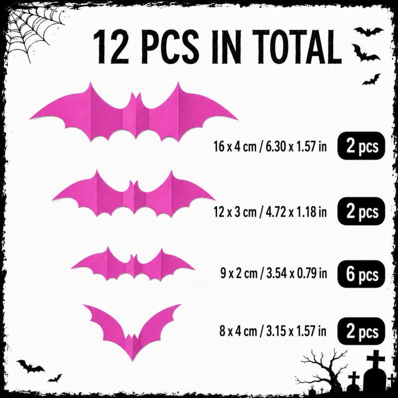 Xiaomi 12PCS Halloween 3D Bat Wall Stickers PVC Bat Decals for Party Home Wall Door Window Decor