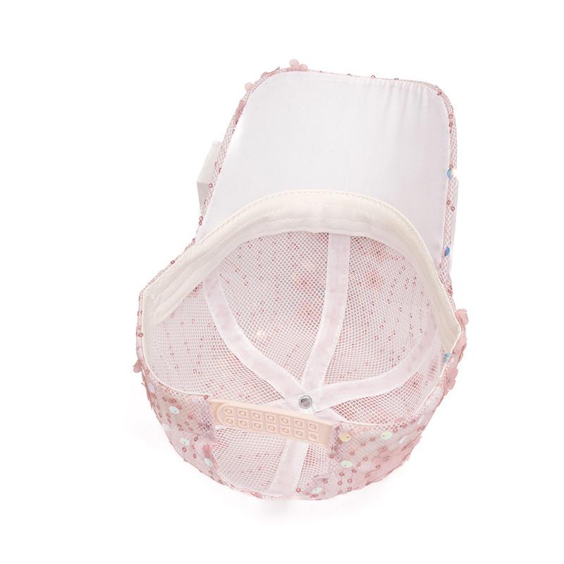 Netz Atmungsaktive Kappe Damen Sommerkappe Pailletten Sonnenschutz Sonnenhut Floral Baseballkappe