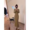 Coffee base knitted dress, high-end sense, super good-looking, with coat and hip skirt inside, children's autumn and winter