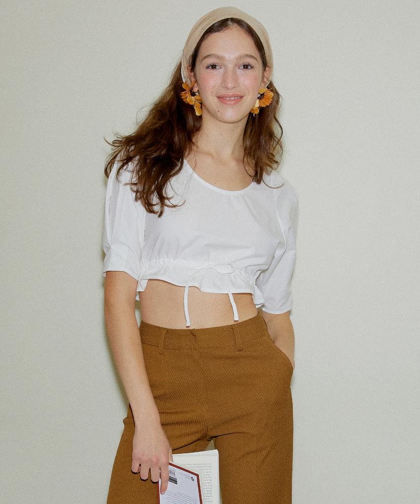 ONNE Puff Crop String Blouse - White