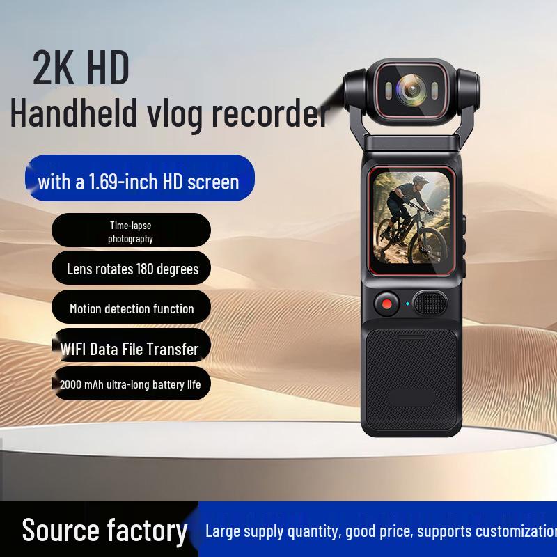 2K HD Rotating Lens Vlog Camera, WiFi Enabled for Cycling & Outdoor Shooting