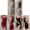 Sleek Satin Camisole Nightdress With Elastic Waist For Youth Womens Lounge