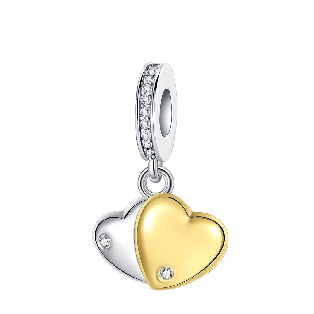 Boy Girl Pendant Heart-Shaped Flower Zircon Beads Jewelry Beads For Original Bracelet Plata De Ley Boutique Charms Gift