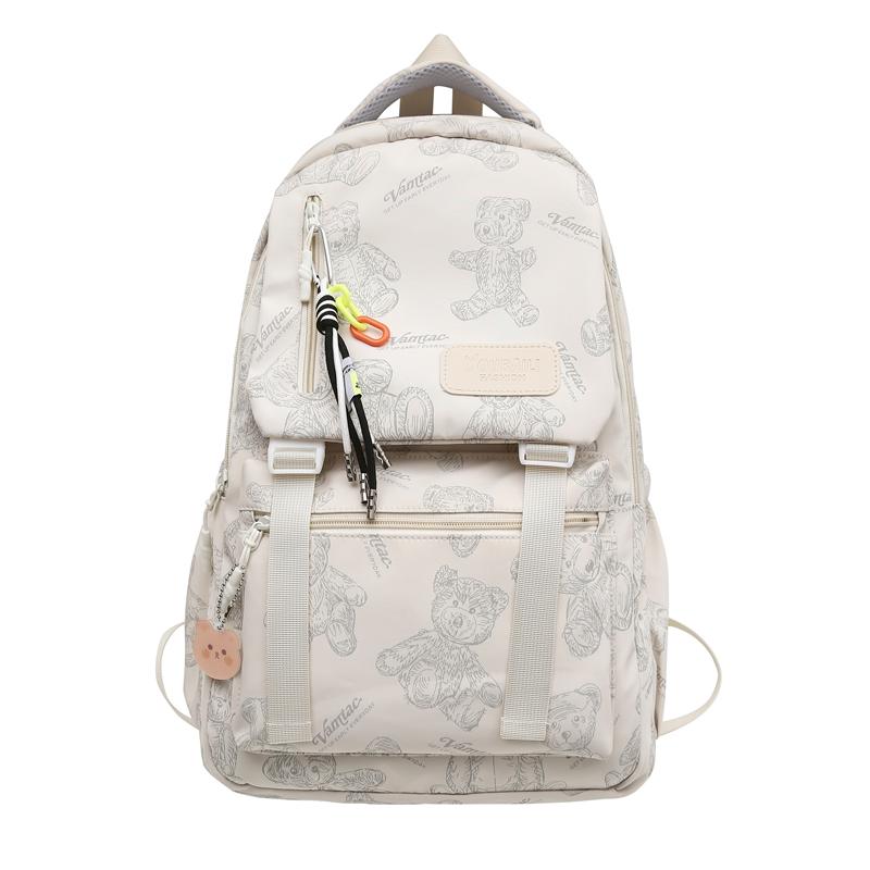 

Мужской школьный рюкзак с принтом медведя, женский рюкзак, студенческий компьютерный рюкзак белый