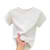 Fashion Round Neck Short Sleeve Casual T-shirt for Women Summer Slim Fit Base White T Shirt Women Plus Size Solid Office Lady Simple Tee Tops 24488