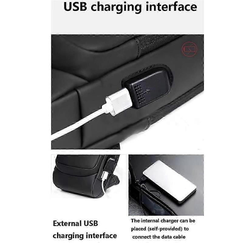 Men'S Chest Bag - Anti-Theft Crossbody Sling with USB Charging Port, Sport & Travel Messenger Pack