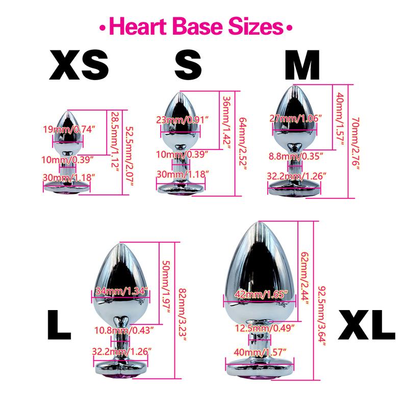 Stainless Steel Anal Plug Heart Shape 5 Sizes Crystal Anal Plug Removable Butt Plug Stimulator Anal Sex Toys Prostate Massager