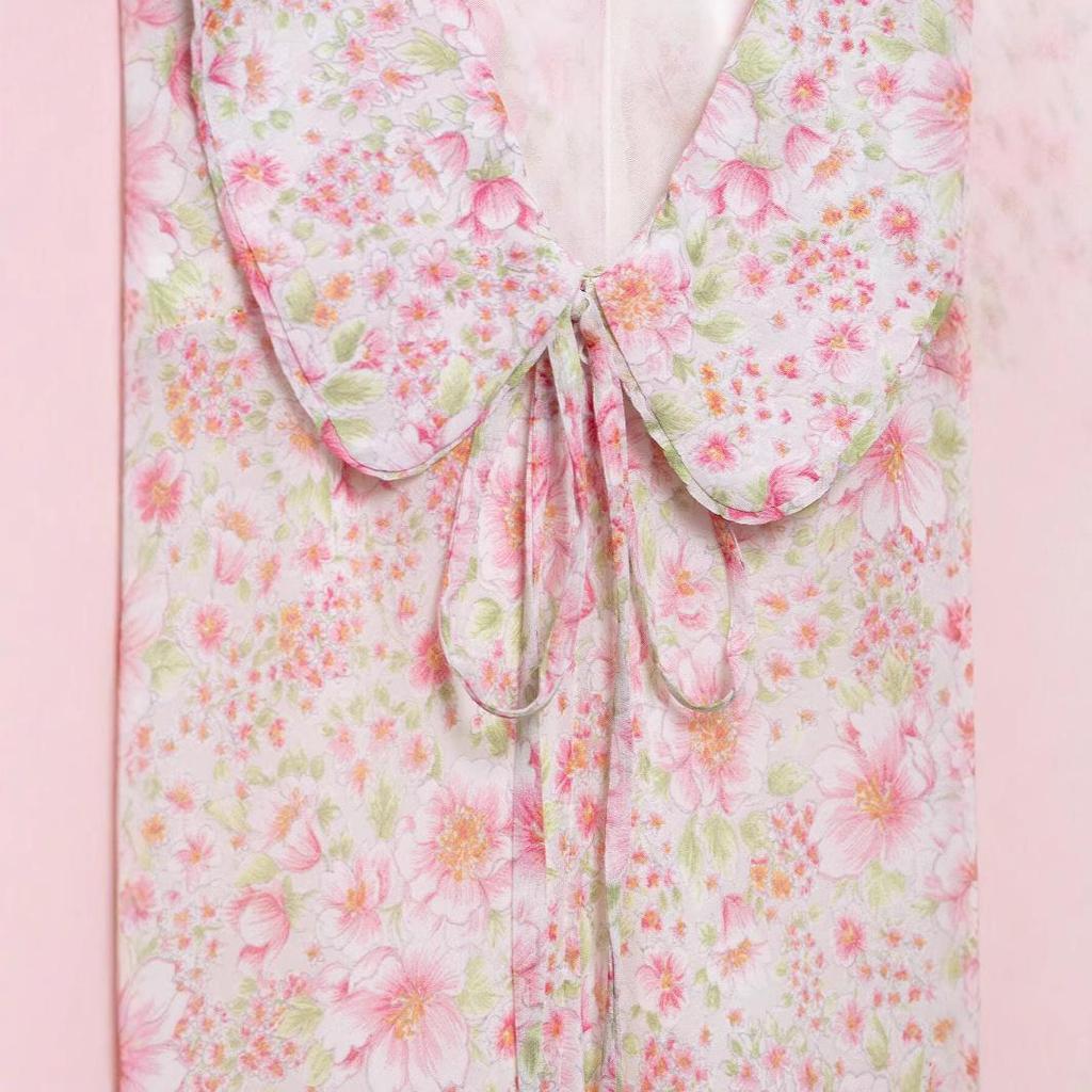 2025 Summer Women's Cross-border Printed Short Dress with Round Neck