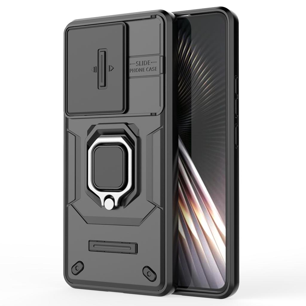 For Xiaomi Redmi Turbo 3 5G/Poco F6 5G Case Kickstand PC+TPU Phone Cover Sliding Lens Protection