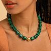 Gruby naszyjnik z koralików Kwadratowe koraliki żywiczne Naszyjnik Choker w stylu boho dla kobiet Wakacje Letnie wakacje Plaża