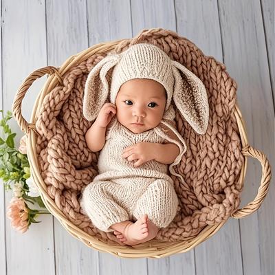 Häkel-Neugeborenen-Fotografie-Requisiten Häkel- und Strick-Outfits Requisiten für die Neugeborenenfotografie Mit Hasen-Kostümen