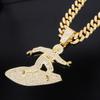 European and American Alloy Jewelry Skateboard Youth Full Diamond Pendant, Men's Hip-hop Style Personalized Accessories Necklace