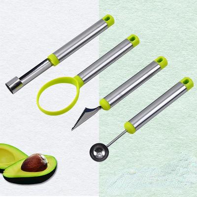4 In 1 Stainless Steel Fruit Tool Set Watermelon Ball Scoop Apple Corer Remover Fruit Carving Knife Fruit Pulp Separator Tool