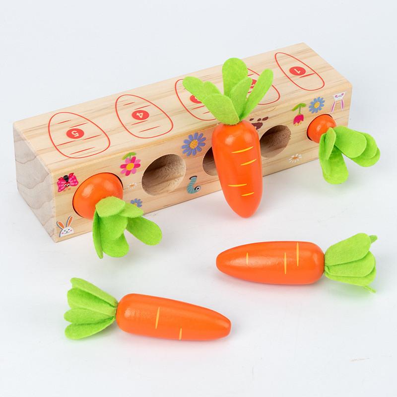 Wooden Digital Carrot Pulling Game Educational Toy For Toddler Learning Play And