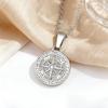 Retro Women'S Necklace, Stainless Steel Zircon Octagram Round Brand Pendant Necklace, Jewelry 2336