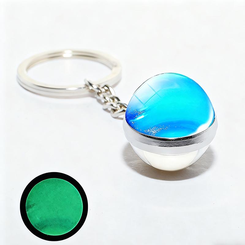 1PC Round Luminous Pendant with Ring Graduation Gift Planetary Earth Keychain Car Glow-in-the-Dark Durable Dual-Sided Cute
