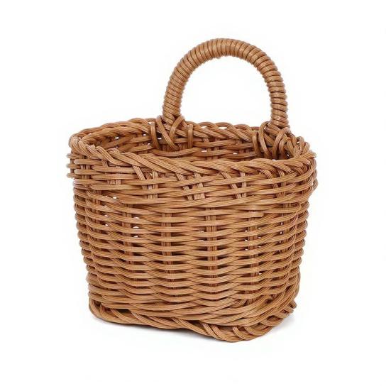 Woven Basket with Handle Rustic Storage Basket Wall Hanging Basket for Fruits Vegetables Snacks Home Farmhouse Kitchen Bathroom Bedroom Storage