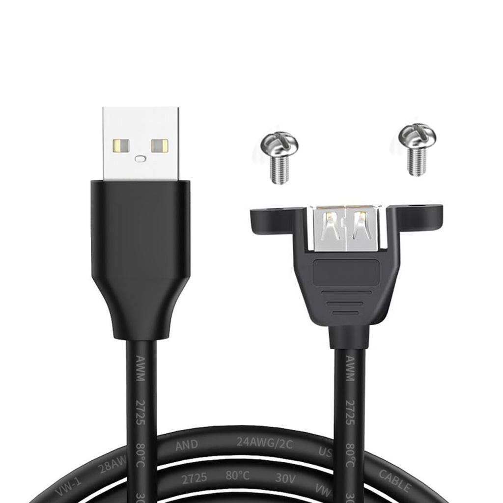 USB 2.0 Male To Female Extension Cable With Panel Mount Screws Fast Data Transfer Cord 25/50/100/150/200/300/500CM