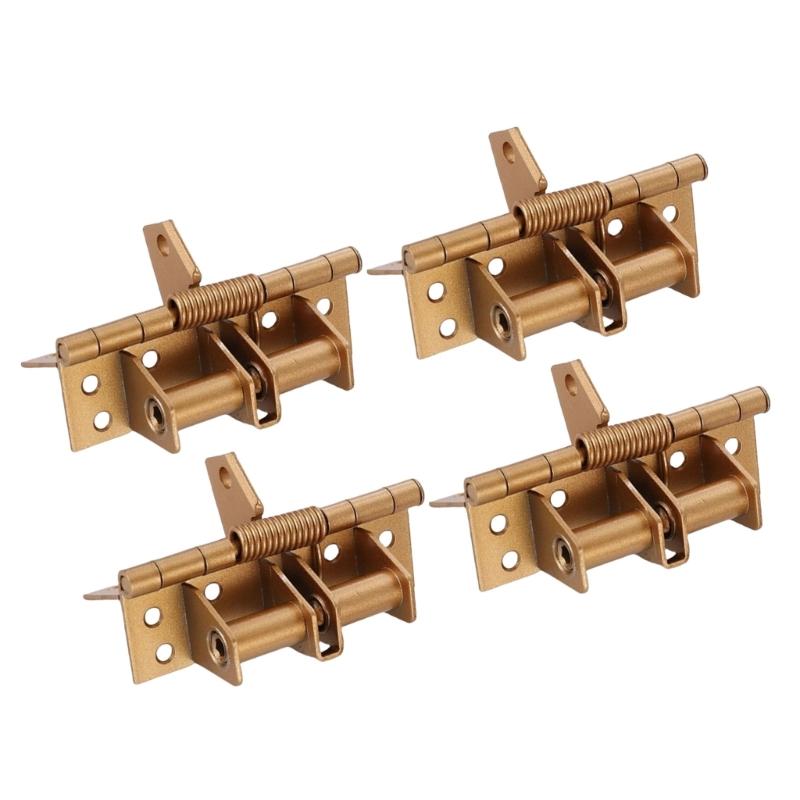 4pcs Multifunctional Auto Close Spring Door Hinges Spring Loaded Door Hinge 90 Degree Stay Opening Features for Various X3UC