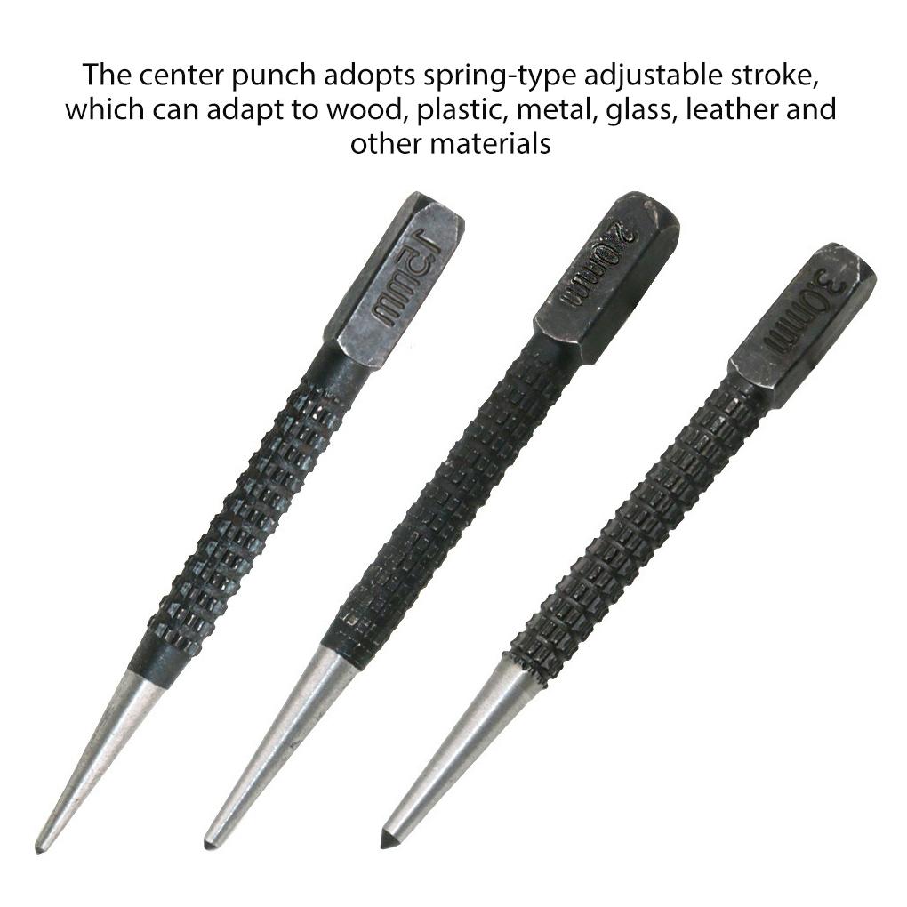 3 Pieces Center Pins Punching Metal Woodwork Spring Loaded Leather Plastic Working Dent Markers Locators Marking Tools