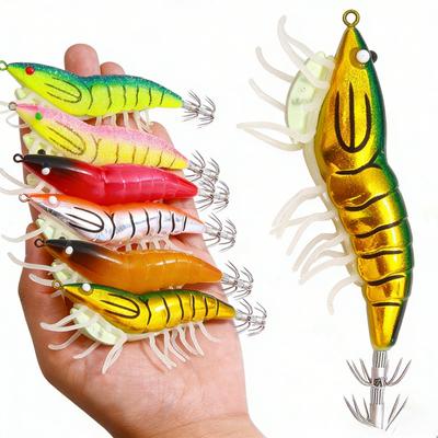 11 CM Fluorescencyjna Przynęta Krewetka Kałamarnica 22 G Drewniana Przynęta Krewetka Przynęta Bioniczna Ryba Odpowiednia do Wód Słodkich i Słonych