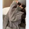 Loose and lazy wind lapel half zipper knitted sweater top women's autumn and winter new simple casual pullover sweater
