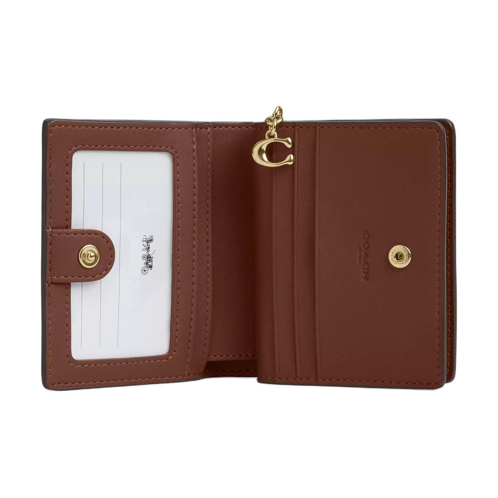 Coach Snap Wallet Signature 11 Shell Print Logo Metal Accents Coated Canvas Wallet Women Wallet Beige CBO72-IMSAS